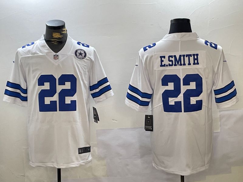 Men Dallas Cowboys #22 E.Smith White 2024 Nike Vapor Limited NFL Jersey style 4